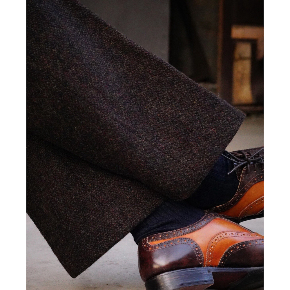 1920s Chocolate Brown Tweed Trousers Annual Ring XL - Picture 4 of 16